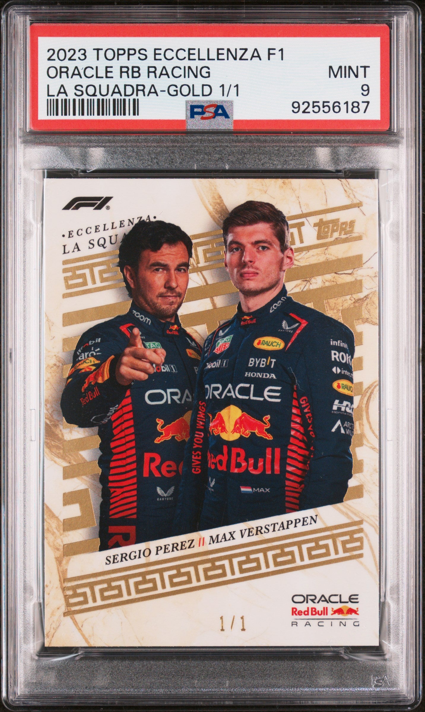 2023 Topps Eccellenza RedBull Racing La Squadra Gold 1/1 PSA 9