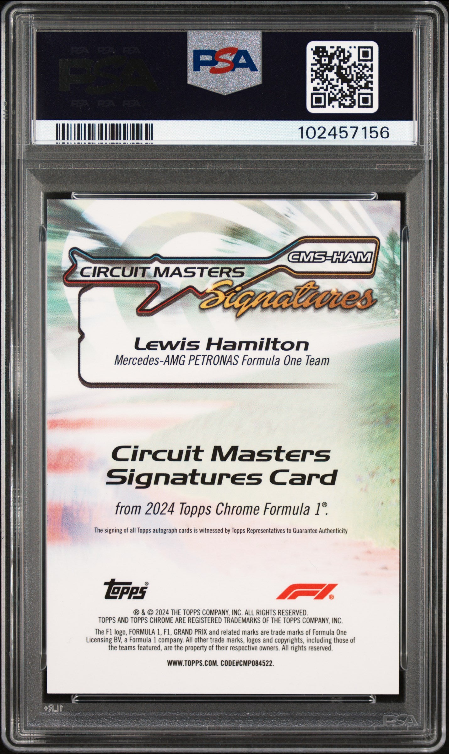 2024 Topps Chrome Lewis Hamilton Circuit Master Sigantures Red /5 PSA 10