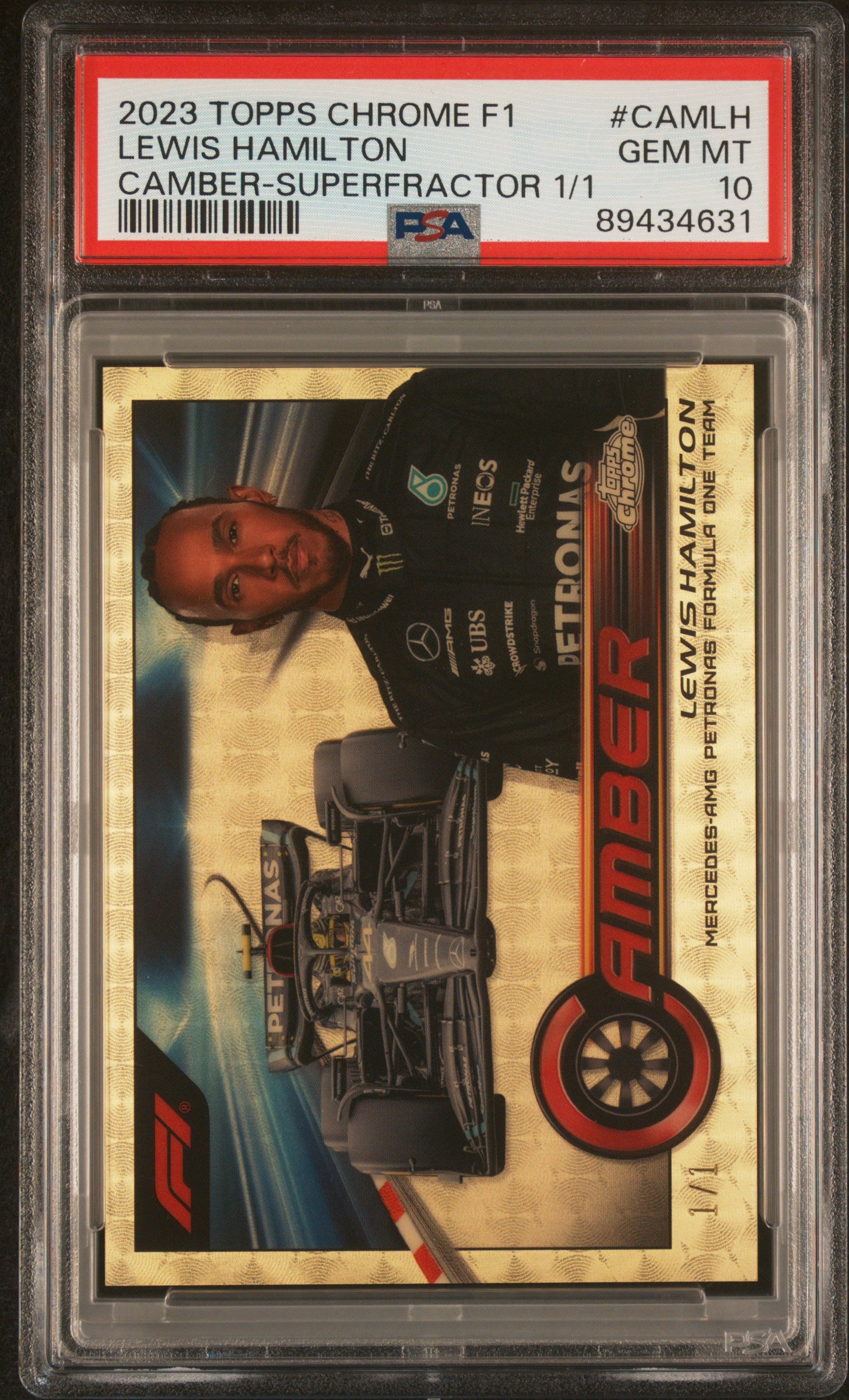 2023 Topps Chrome Lewis Hamilton Camber Superfractor 1/1 PSA 10