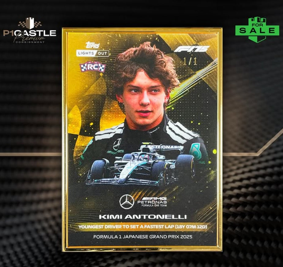 2025 TOPPS LIGHTS OUT FORMULA 1 KIMI ANTONELLI ROOKIE CARD GOLD FRAME 1/1